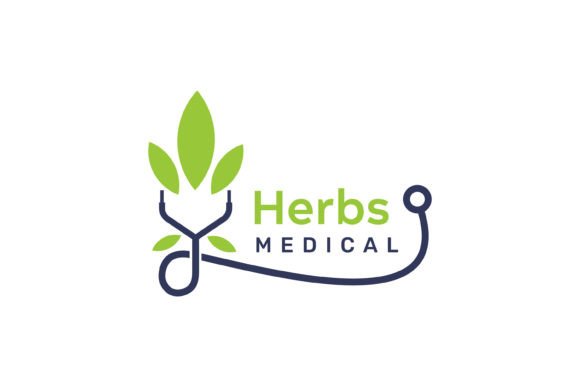 Medical Herbal Logo with Stethoscope Graphics and Logos