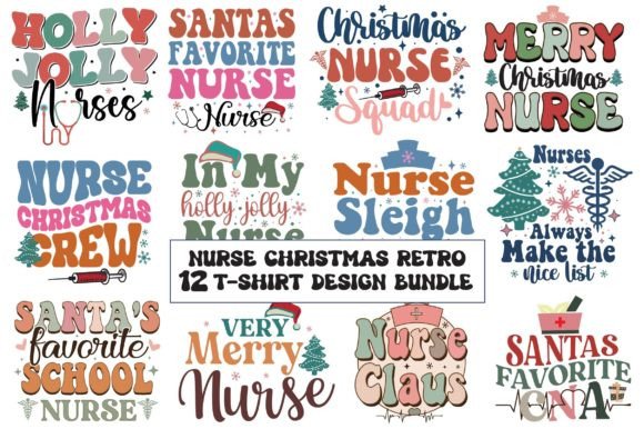 Nurse Christmas Retro Bundle: Graphics for T-Shirt Designs