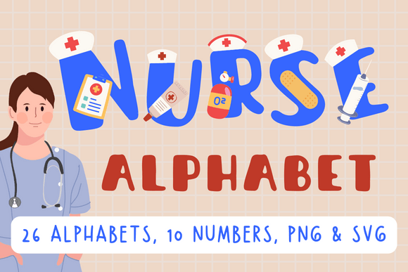 Nurse Medical Alphabet Clipart: Graphics & Illustrations